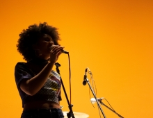 woman at microphone 